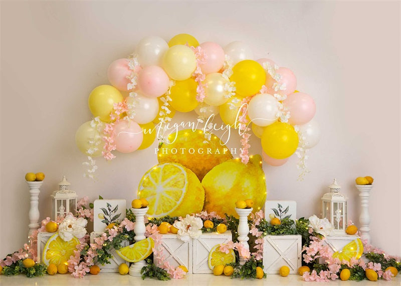 Lightning Deals Kate Lemon Cake Smash Balloon Backdrop Designed by Megan Leigh Photography