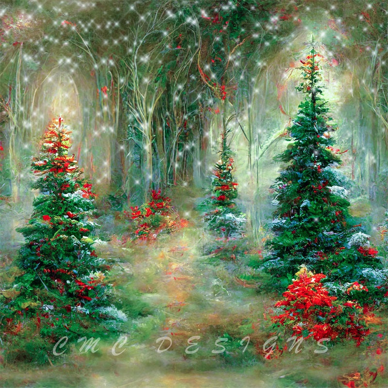 Kate Cozy Festive Christmas Trees Backdrop Designed by Candice Compton
