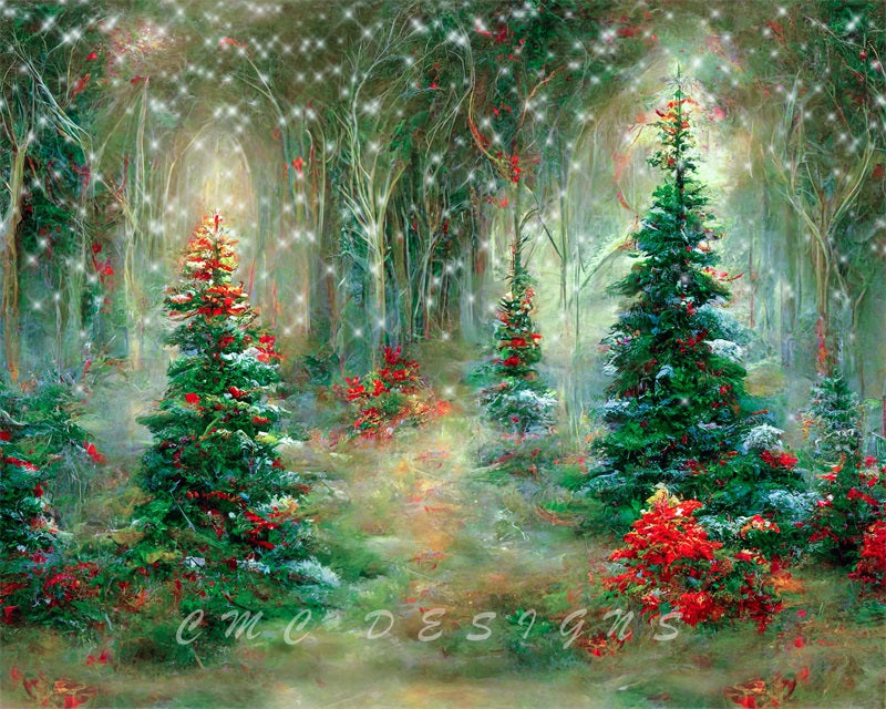 Kate Cozy Festive Christmas Trees Backdrop Designed by Candice Compton