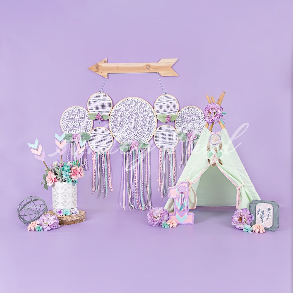 Kate Purple Wild Boho Cake Smash Backdrop Designed by Ashley Paul