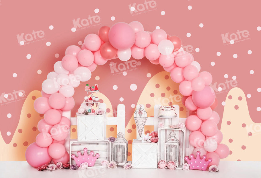 Kate Pink Birthday Balloons Girly Backdrop Designed by Emetselch