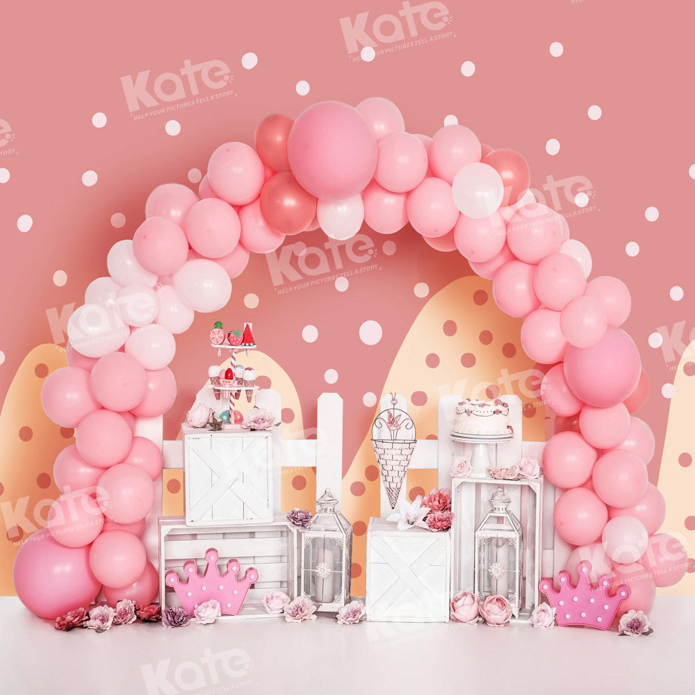 Kate Pink Birthday Balloons Girly Backdrop Designed by Emetselch