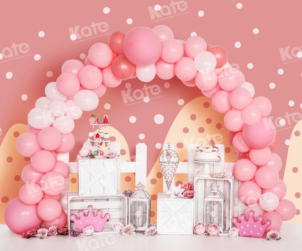 Kate Pink Birthday Balloons Girly Backdrop Designed by Emetselch