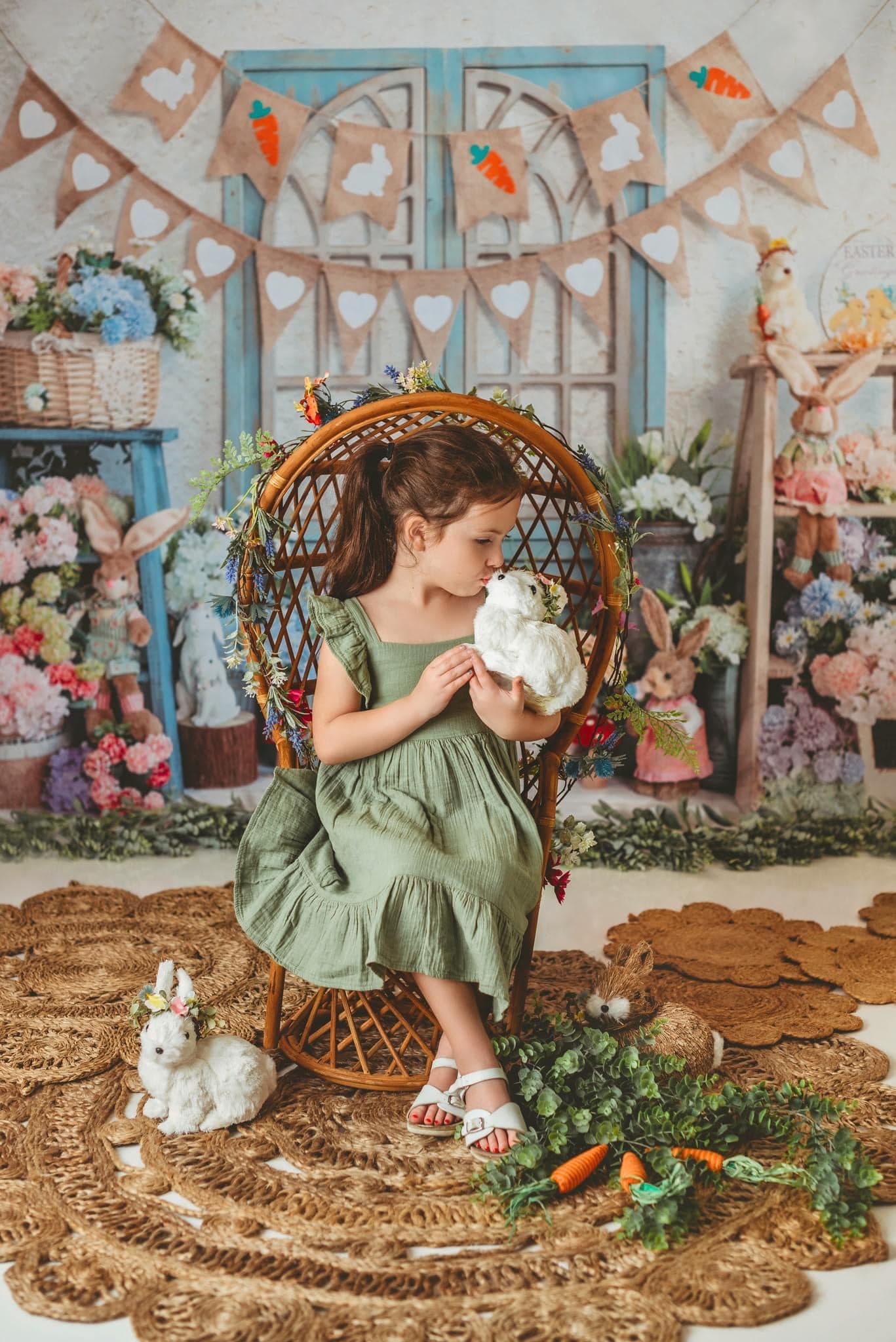 Kate White Easter Flower Bunny Backdrop for Photography