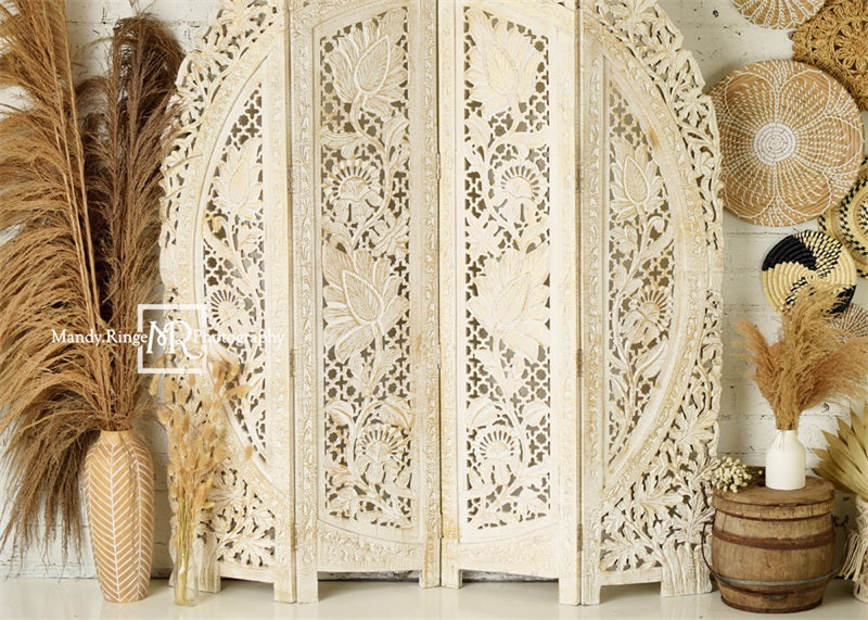 Kate Boho Screen with Pampas Grass Backdrop Designed by Mandy Ringe Photography -UK