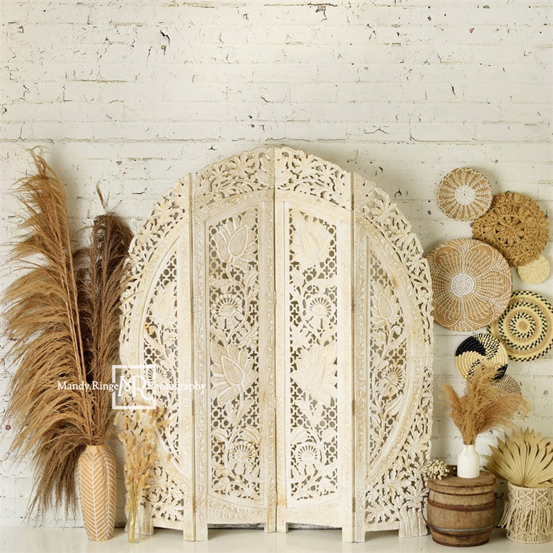 Kate Boho Screen with Pampas Grass Backdrop Designed by Mandy Ringe Photography -UK