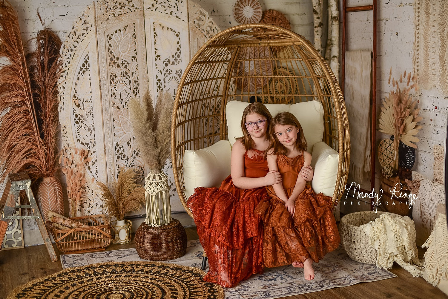Kate Boho Screen with Pampas Grass Backdrop Designed by Mandy Ringe Photography
