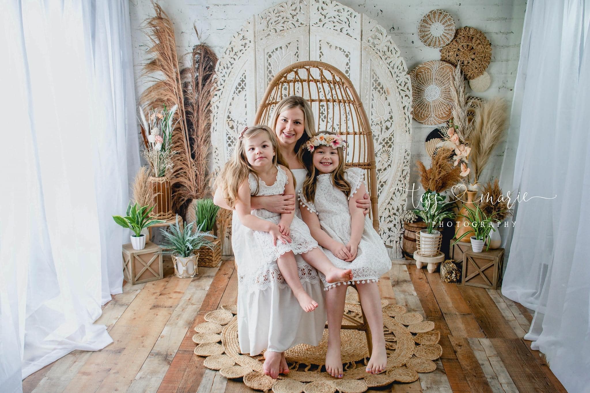 Kate Boho Screen with Pampas Grass Backdrop Designed by Mandy Ringe Photography