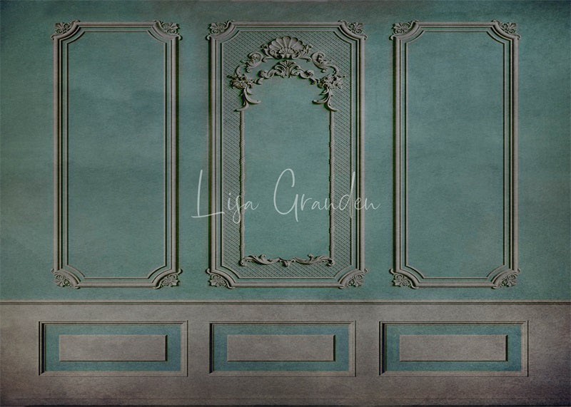 Kate Turquoise Ornate Wall Backdrop for Photography Designed by Lisa Granden