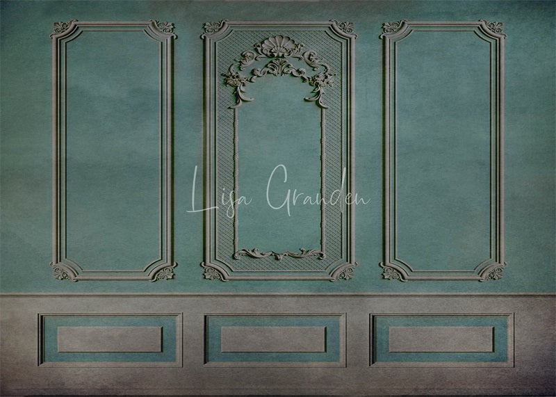 Kate Turquoise Ornate Wall Backdrop for Photography Designed by Lisa Granden -UK