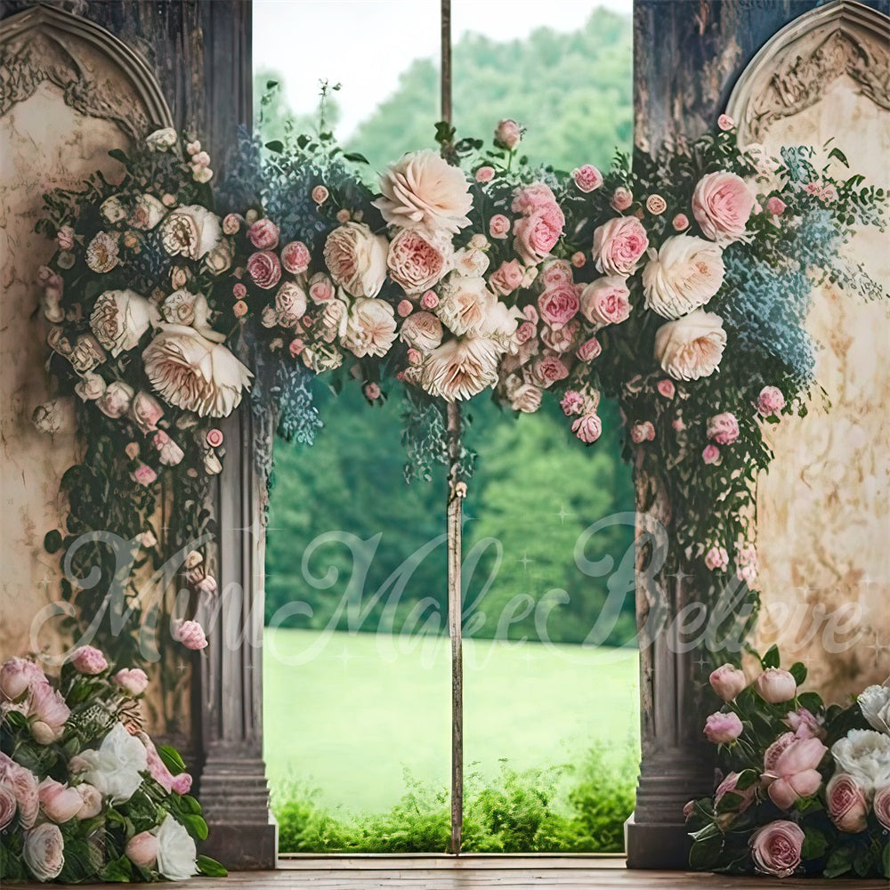 Kate Pink Rose Floral Wedding Backdrop Designed by Mini MakeBelieve