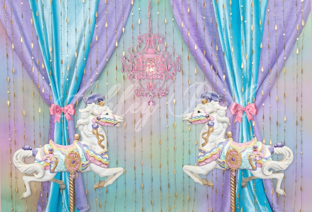 Kate Carousel Girl Birthday Backdrop Designed by Ashley Paul