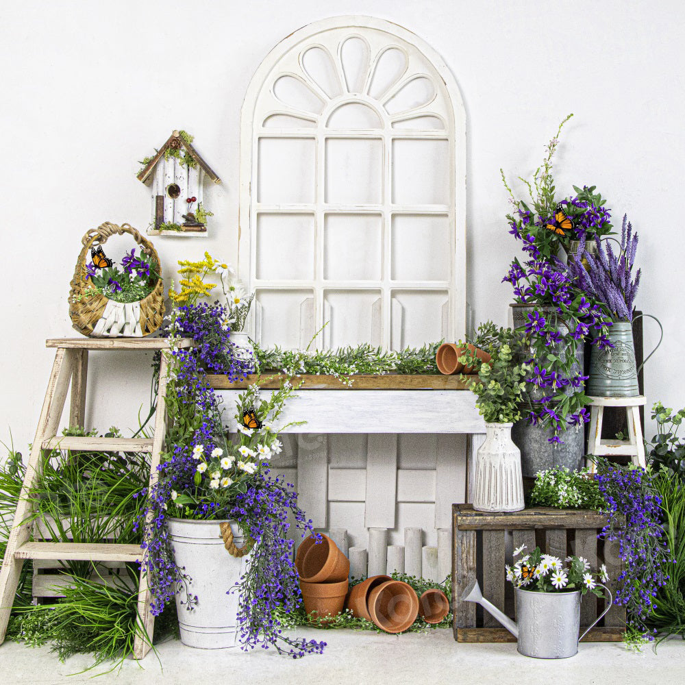 Kate Spring Lavender Green Plants Backdrop for Photography
