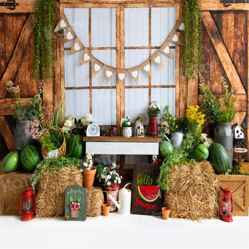 Kate Summer Watermelon Barn Backdrop for Photography