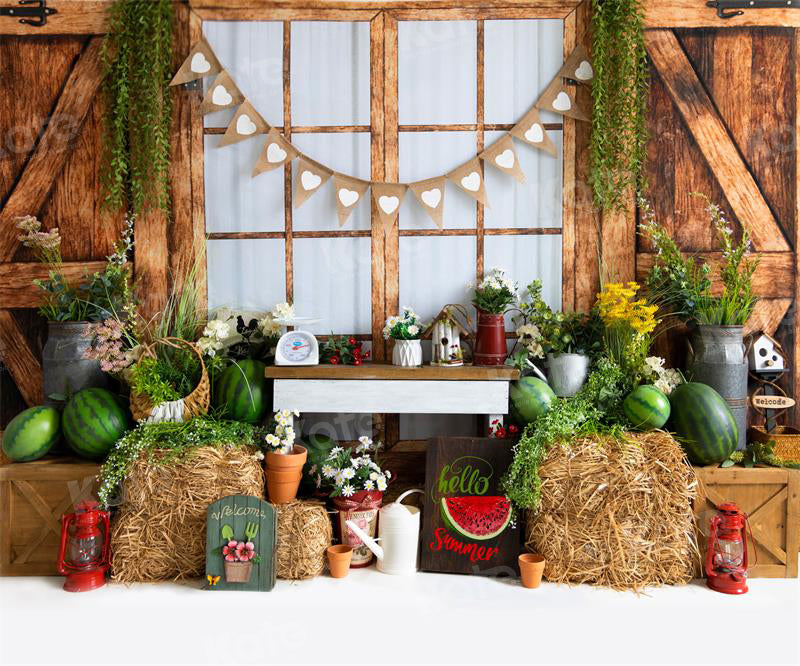 Kate Summer Watermelon Barn Backdrop for Photography -UK