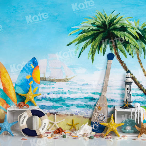 Kate Summer Beach Sea Surfboard Backdrop Designed by Emetselch