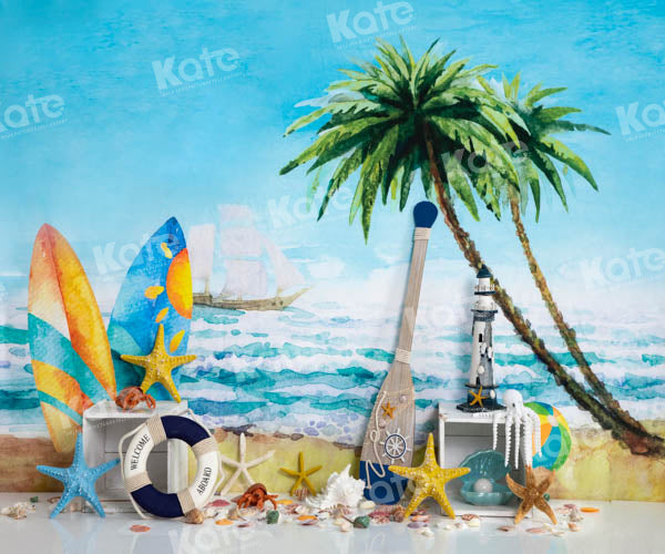 Kate Summer Beach Sea Surfboard Backdrop Designed by Emetselch