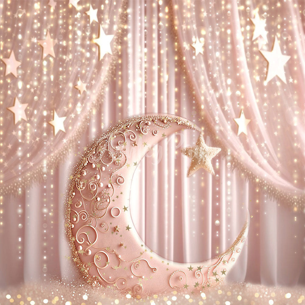 Kate Pink Princess Moon Curtain Backdrop Designed by Ashley Paul