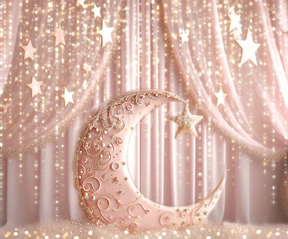 Kate Pink Princess Moon Curtain Backdrop Designed by Ashley Paul