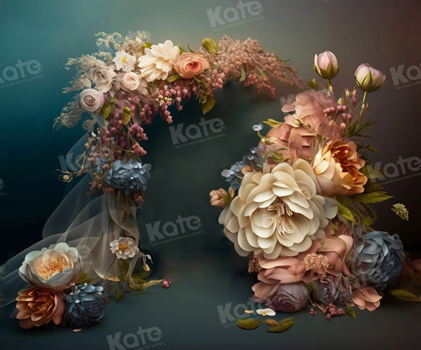 Kate Dark Fine Art Flower Arch Backdrop for Photography