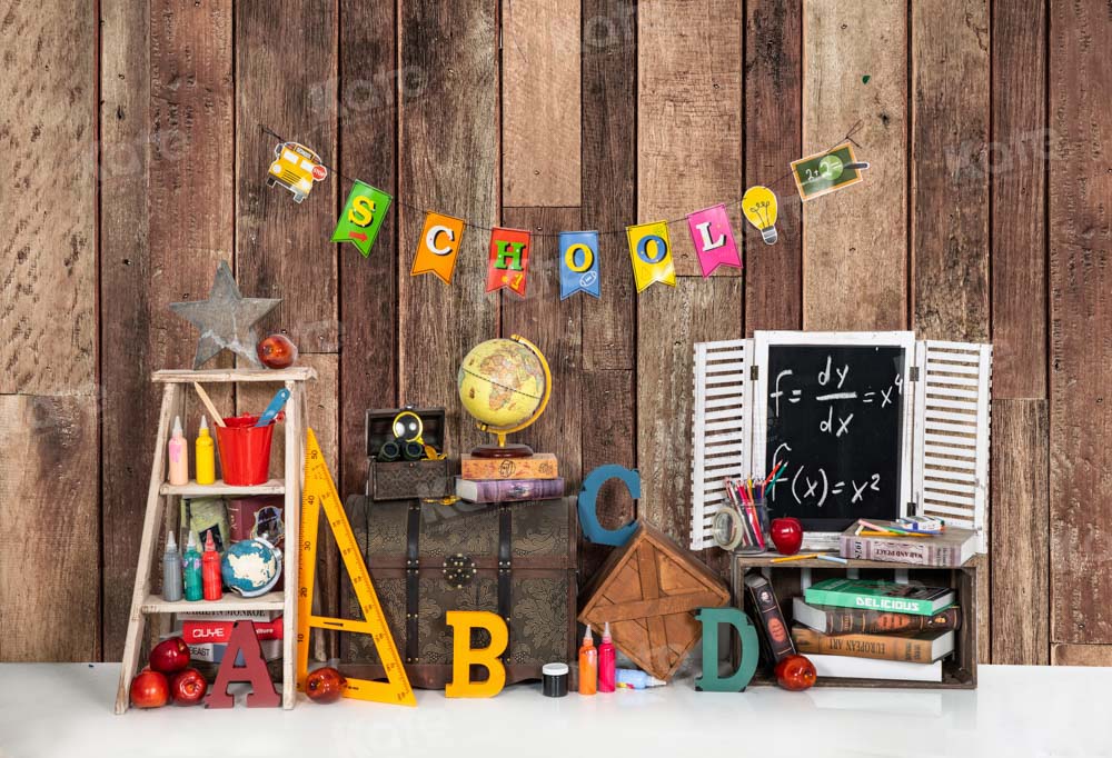 Kate Back to School Retro Wood Backdrop Designed by Emetselch -UK