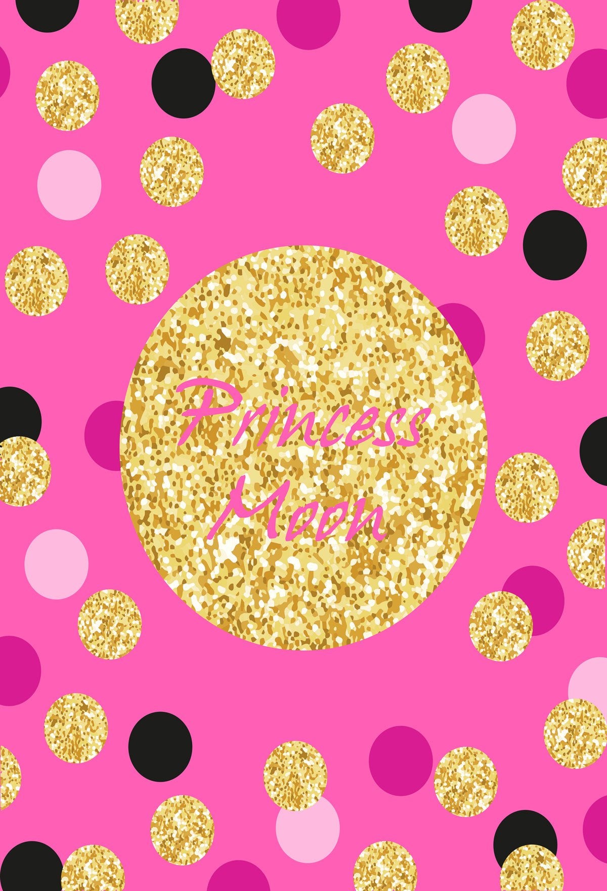 Birthday Party Pink backdrop with black golden and white Dots - Kate backdrops UK