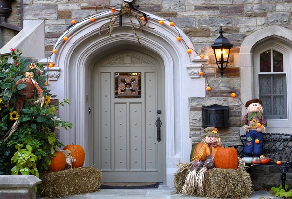 Kate Autumn Halloween house door backdrop