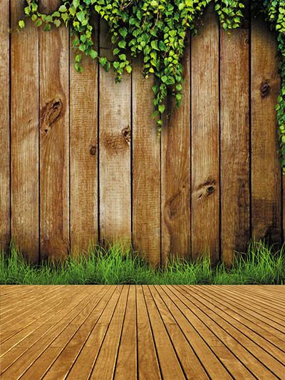 Katebackdrop£ºKate Wood Wall Green Plants Photography Backdrop