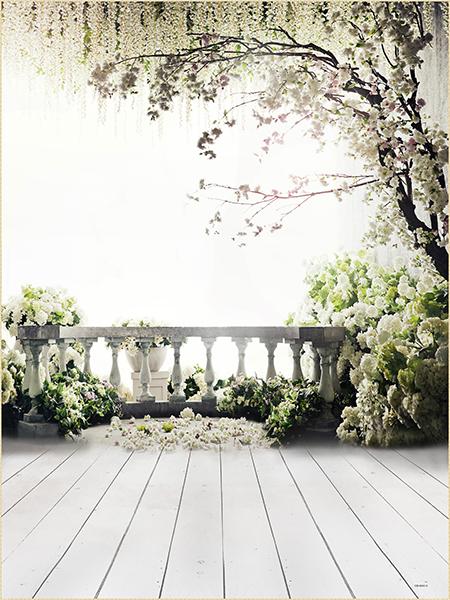 Katebackdrop£ºKate Flower Tree Backdrop Scenery Railing Wedding