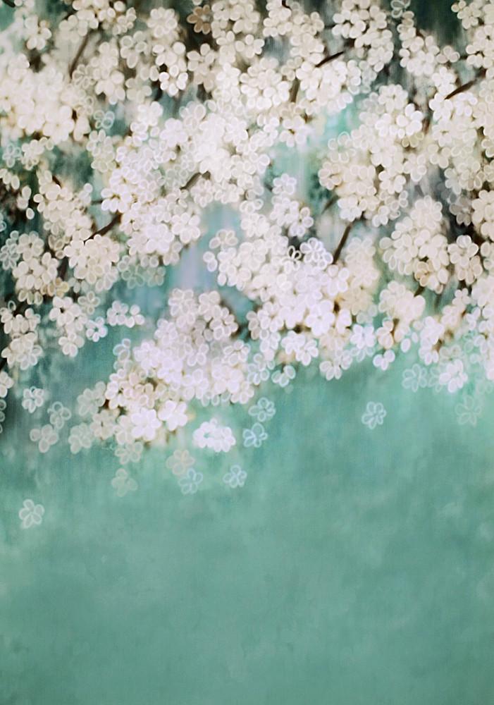 Katebackdrop£ºKate Retro Style Green With White Flowers Backdrops for Children