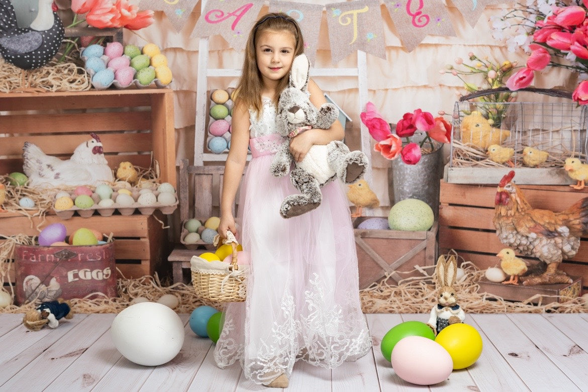 Kate Colorful Eggs Happy Easter Backdrop  Studios -UK