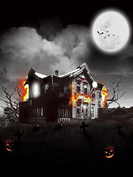 Kate Burning house Backdrop for Halloween Photography - Kate backdrops UK