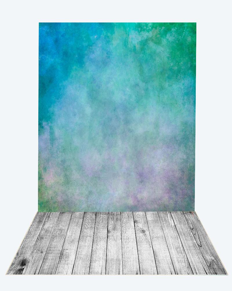 Kate green blue textured backdrop+gray wood floor mat - Kate backdrop UK