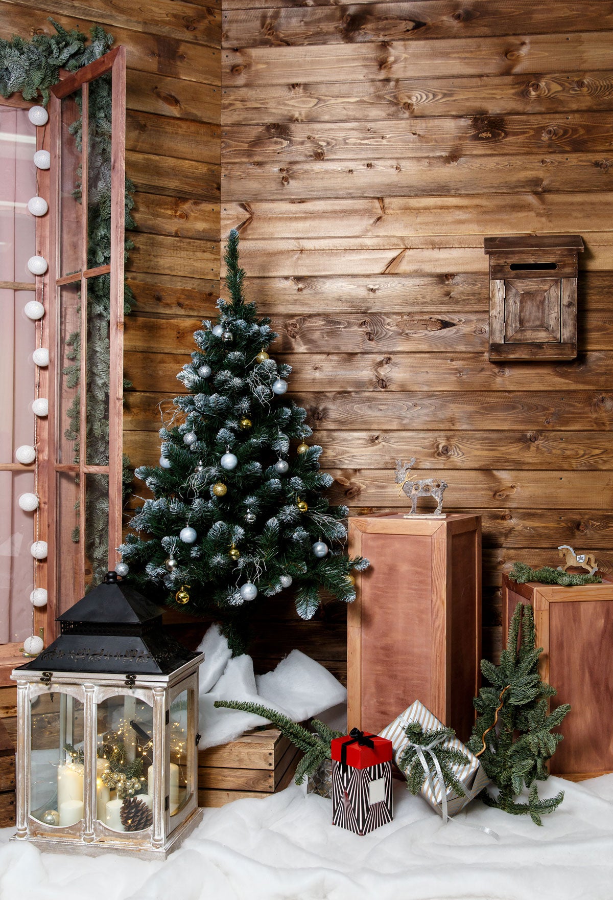 Kate Christmas Wood House Backdrop for Photography -UK