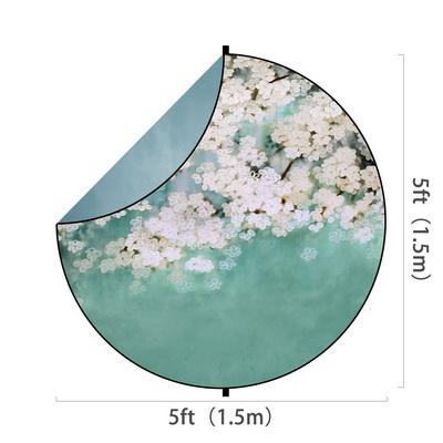 Kate Blue Astract+Flowers Round Mixed Collapsible Backdrop for Baby Photography 5X5ft(1.5x1.5m)