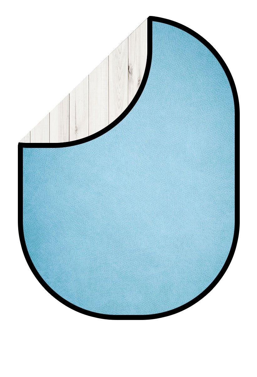 Kate White Wood / Light Blue Collapsible Backdrop Photography 5X6.5ft(1.5x2m) -UK
