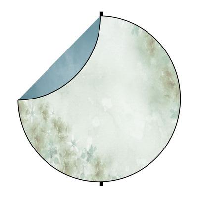 Kate Blue Abstract/Light Green Flowers Round Mixed Collapsible Backdrop for Baby Photography 5X5ft(1.5x1.5m)