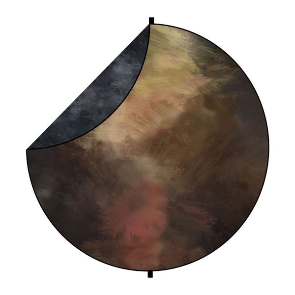Kate Black/Brown Tone Abstract Mixed Round Collapsible Backdrop for Baby Photography 5X5ft(1.5x1.5m)