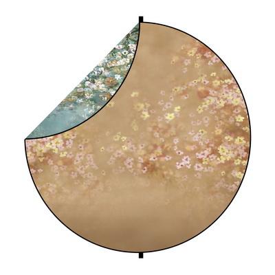Kate Blue/Orange Flowers Round Mixed Collapsible Backdrop for Baby Photography 5X5ft(1.5x1.5m)