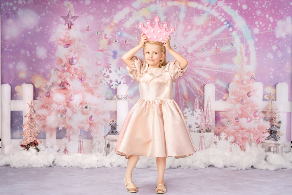 Kate Christmas Pink Fantasy Ferris Wheel Backdrop Designed by GQ