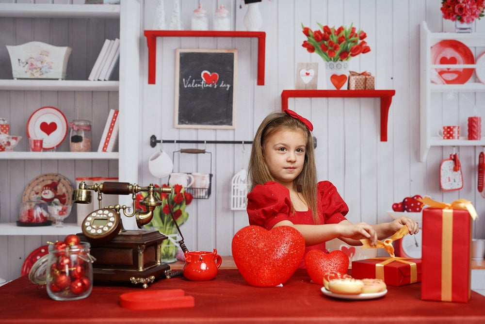 Kate Valentine‘s Day Love Bake Kitchen Backdrop for Photography -UK