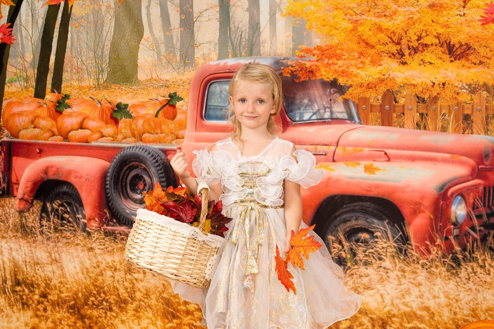 Kate Autumn Pumpkin Truck Harvest Thanksgiving Backdrop for Photography -UK