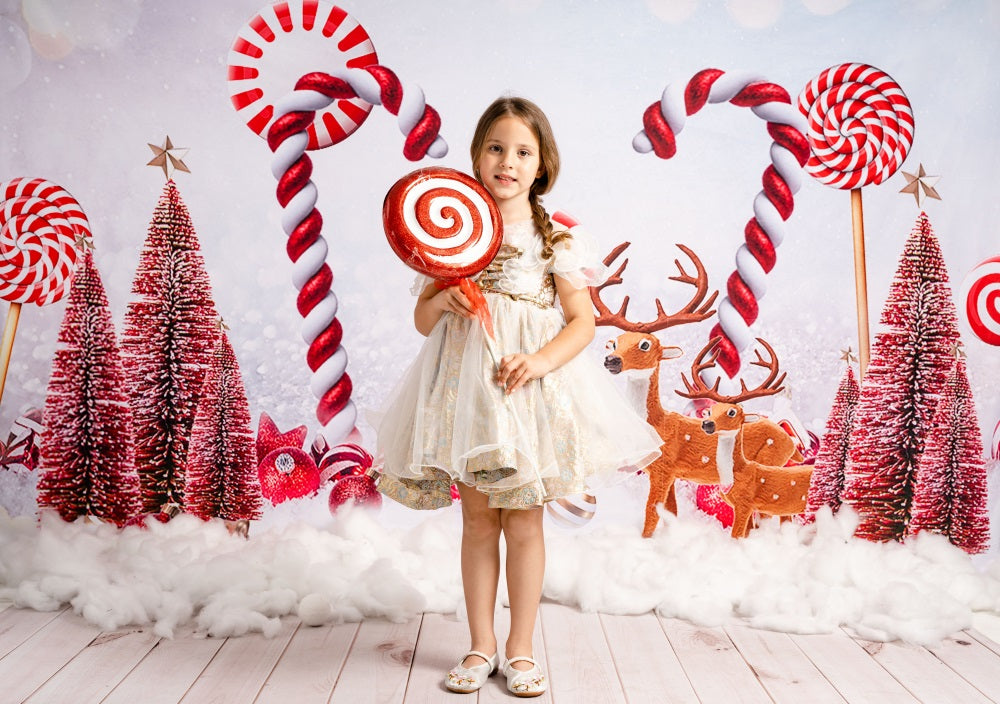 Kate Christmas Candy Cocoa Red Backdrop for Photography