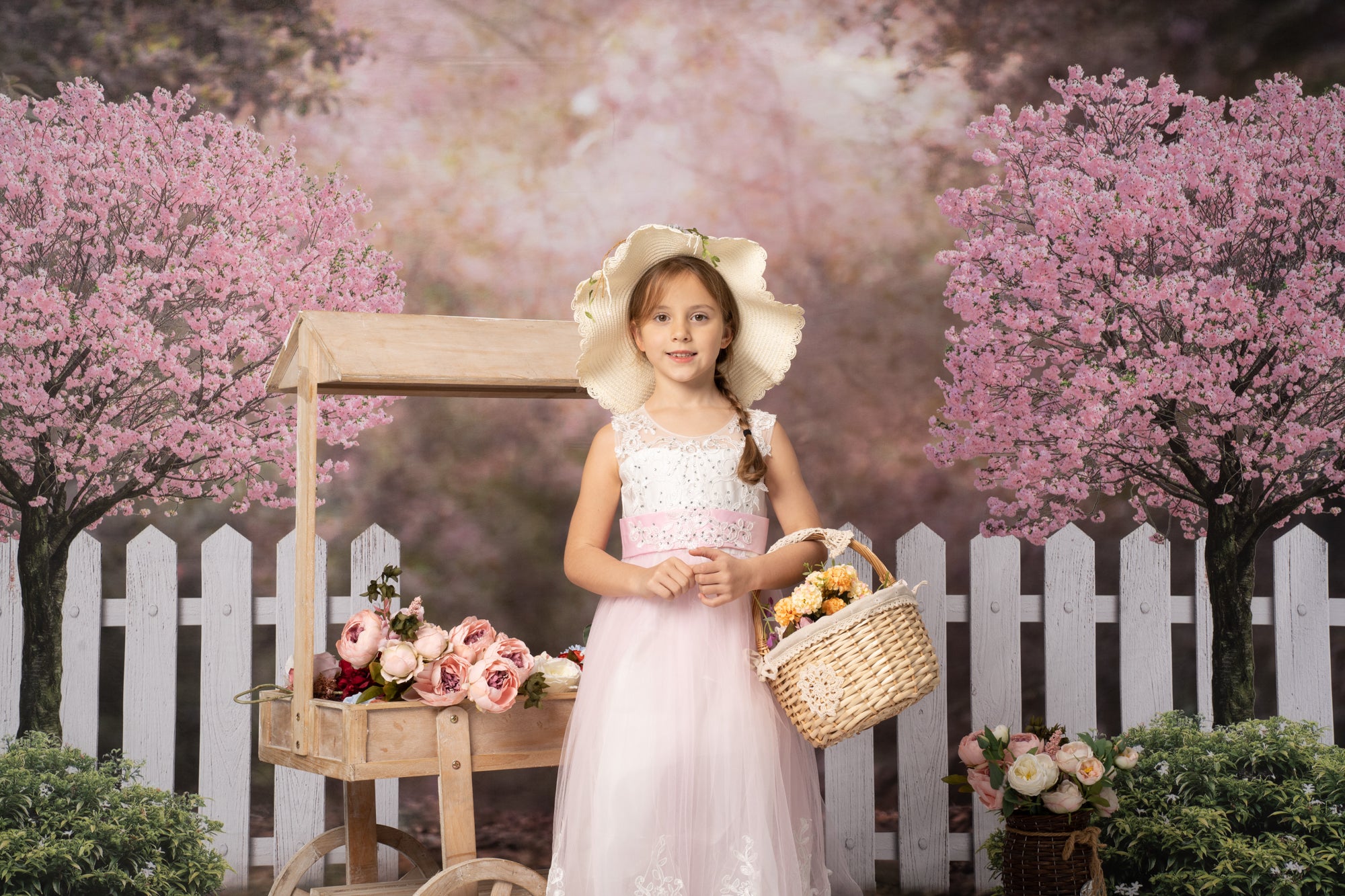 Kate Spring Garden Cherry Blossoms Backdrop for Photography
