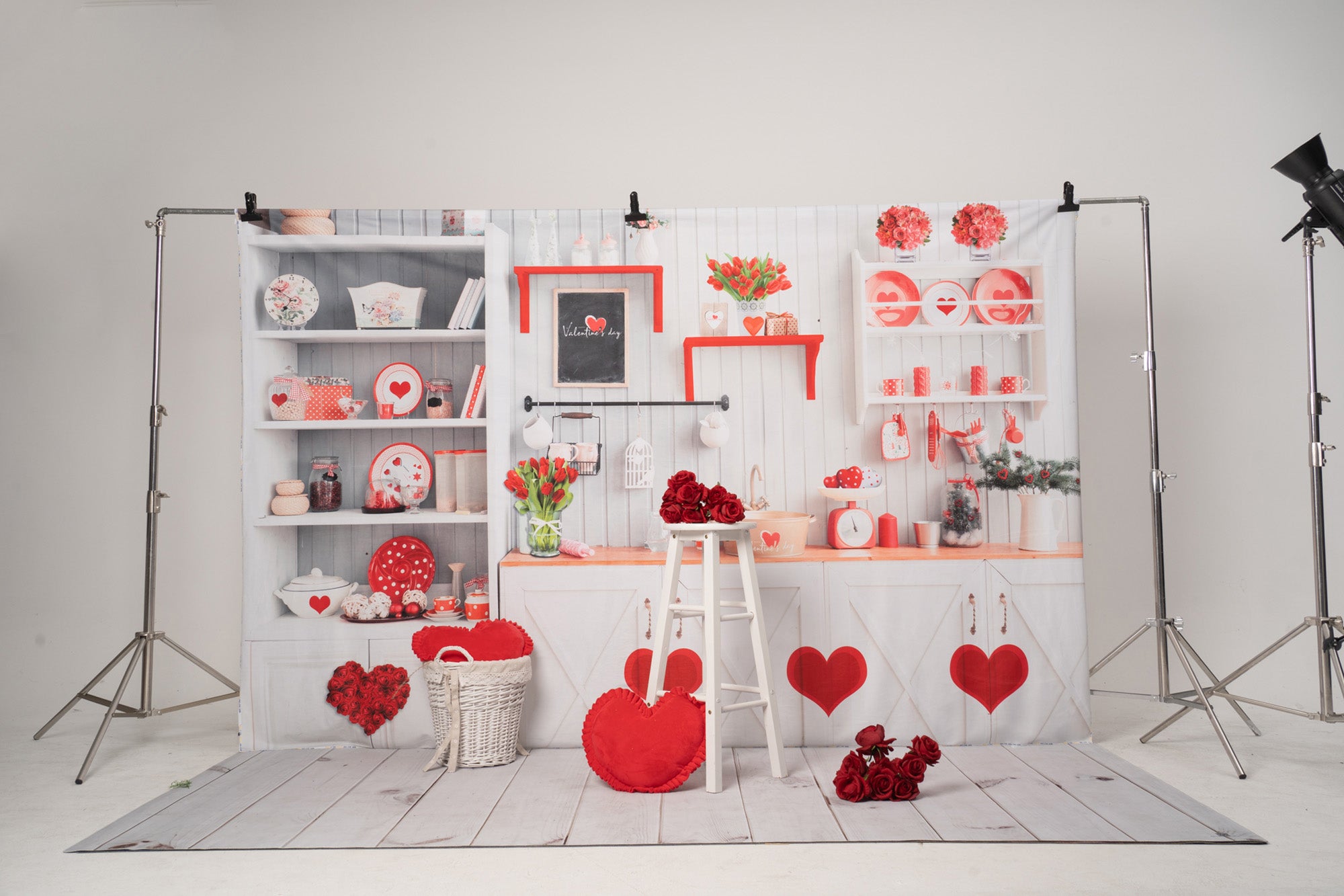 Kate Valentine‘s Day Love Bake Kitchen Backdrop for Photography
