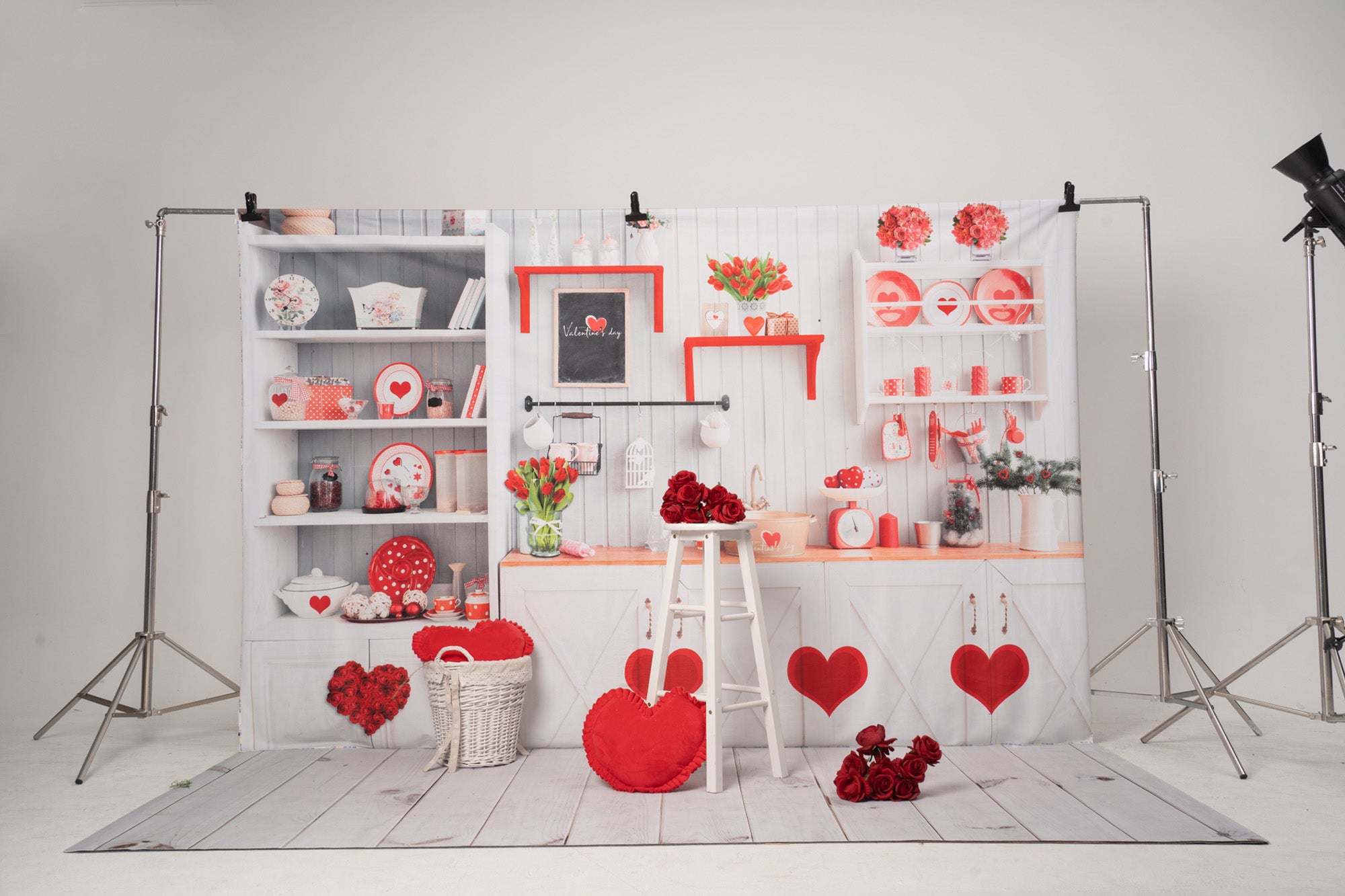Kate Valentine‘s Day Love Bake Kitchen Backdrop for Photography -UK