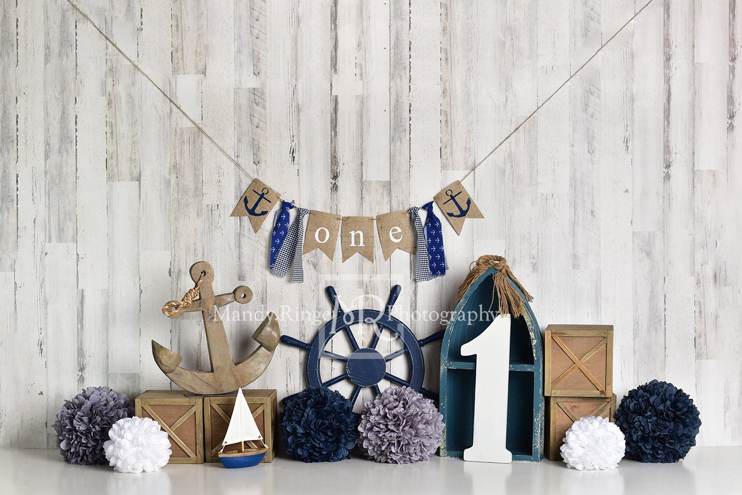 Kate Summer Sailor Children 1st Birthday Backdrop Designed by Mandy Ringe Photography