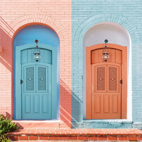 Kate Valentine's Day Blue Pink Front Door Backdrop for Photography