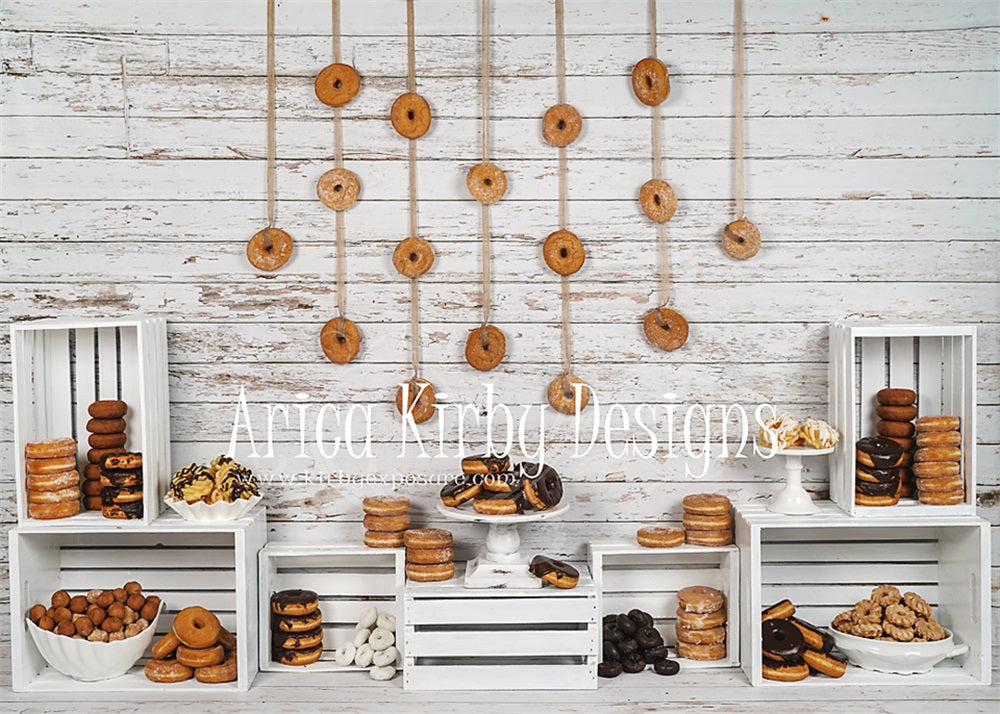 Kate 7x5ft Donuts Birthday Cake Smash Backdrop designed by Arica Kirby
