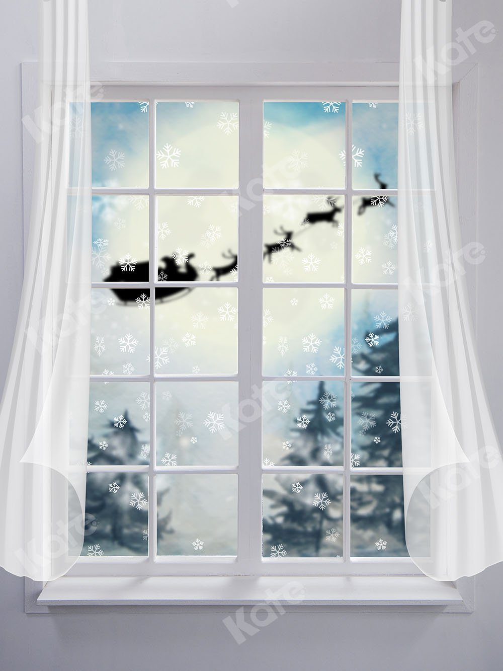 Kate White Winter Window Christmas Backdrop Designed by Chain Photography